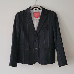 Coach Women's Poppy Preppy Charcoal Striped Wool Blazer - Small